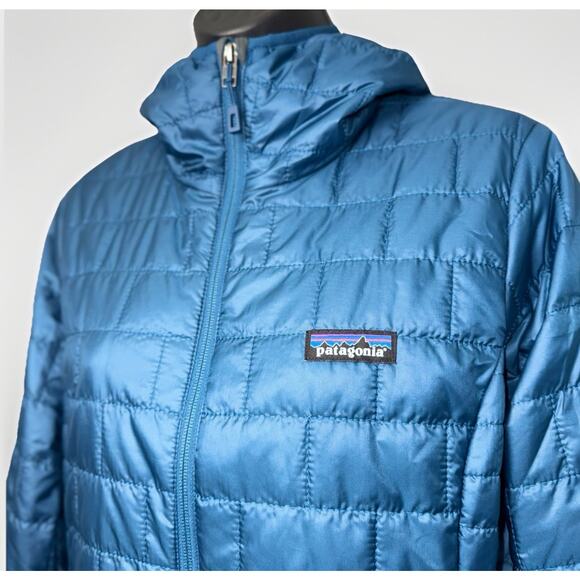 NWT Patagonia Nano Puff Women Medium Lagom Blue Insulated Quilted Hood Zip 84227 - Picture 3 of 7